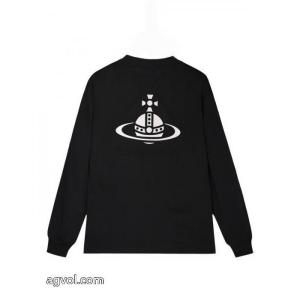 Vivienne westwood/2026秋冬新作凹凸刺繍アルファベット月の宇宙ステーション長袖Tシャツ