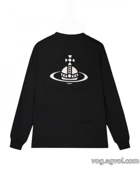 Vivienne westwood/2025秋冬新作凹凸刺繍アルファベット月の宇宙ステーション長袖Tシャツ 0 